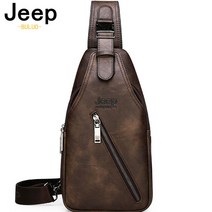JEEP BULUO 여행 하이킹 크로스 바디 메신저백 남성 대용량 가슴 슬링백 솔리드 남성 스플릿 가죽백