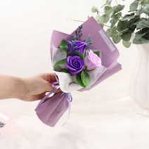 비누장미 꽃다발 졸업 입학 기념일 축하 꽃다발, 08)3송이 보라 비누장미 꽃다발