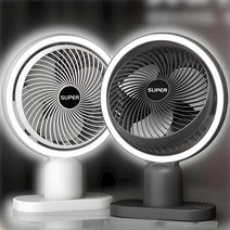 무음 탁상용선풍기 휴대용 무선 미니선풍기 다용도 LED등겸용 TAISHAN-2, 화이트, 화이트