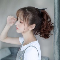 리본 웨이브 포니테일 가발 2p 묶음머리 헤어피스, 상세 참조, 상세 참조