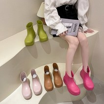 빨간고래몰 여성 러버 앵클 통굽 레인 장화 여름 어글리부츠 4cm