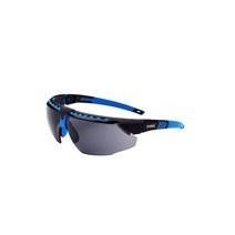 UVEX by Honeywell 아바타 보안경 레드 프레임 투명 렌즈 및 긁힘 방지 하드코트 포함(S2860), Blue Frame, Gray Lens HydroShield Anti-Fo