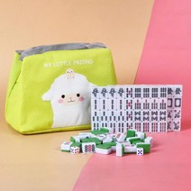 마작패 세트 영행용 미니 중국 마작 게임 세트 어린이용 번체, 02 green