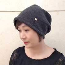 제이제이나인 겨울 방한 양털 비니 두건 중년 반다나 뽀글이 여자 모자
