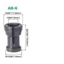 6mm/1/2mm/8mm 목공 라우터 비트 조각 기계 우드 밀링 커터 척 변환 세트 6.35 피, 01 AB-6