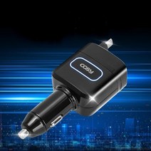 차량용 자동감김 줄정리 C타입 케이블시거잭 고속충전 (PD+QC3.0) 2포트 차량용 시거잭 동시 급속충전기