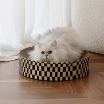 미스터댕댕 북유럽 냥모나이트 원형 고양이 스크래쳐 캣모나이트 침대 특대형 본품 42cm, checker