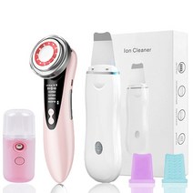 뷰티디바이스LED Face Light Therapy Lifting Device Ultrasonic Skin Scrubber Electric Facial Massager, 04 Type 2 Pink