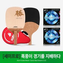 엑시옴 탁구라켓 파워히노키승+블루스톰러버조합+가방, 하이러닛 소프트_스카이