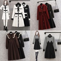 빅사이즈 원피스 가을 겨울 루즈핏 니트 하객룩 원피스 L-4XL