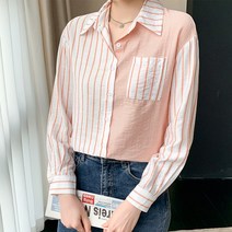 박카라 스트라이프 셔츠 여독특이한 봄가을룩 기질 긴팔 디자인감 셔츠
