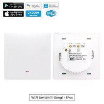 골든헬퍼 스마트 와이파이 플러시 버튼 스위치 AC 100-240V 2400W 1Gang Tuya 홈 오토메이션 알렉사 구글 홈으로 작동, [01] 1Gang1Pcs, 01 1Gang-1Pcs