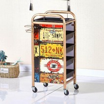 레트로 5단 미용실 츄레이 미용 트레이 가위 정리대 기자재 카트 웨건, Q