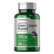 Horbaach Green Lipped Mussel 호바흐 초록잎 홍합오일 750mg 120 캡슐, 1개, 기본