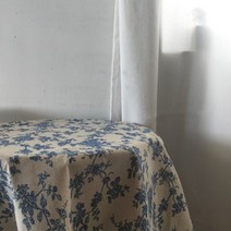 본톤 식탁 블루 플로랄 테이블 천으로 코튼 린넨 보 직사각형 커피 커버 웨딩 장식 tapete noel, 130x180cm, 파란색