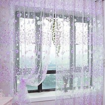 24평 34평 거실커튼 속커튼 위한 꽃 얇은 명주 그물 위한 보라색 쉬어 침실 문 짧은