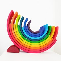 모얌북스 발도르프 원목교구 12pcs 무지개블록 장난감 어린이날선물