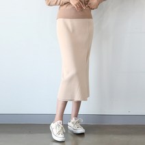 플레이팝 여성용 5컬러 옆트임 포인트 밴딩 랩 니트 롱 원피스 스커트