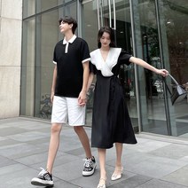 제주도 신혼 여행 여름룩 커플 시밀러룩 쉬폰 롱 원피스 대학생 커플