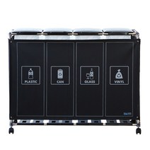 센스큐 이지핏 다용도 가정용 분리수거함 매직타입 SET (연속봉투형 본품+전용선반+매직리필10롤) 2구/3구/4구, 블랙 4구+선반+매직리필 10롤