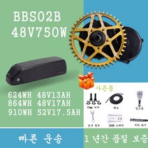 48V 750W Bafang 모터 BBS02B BBS02 미드 드라이브 모터 8fun 전기 자전거 자전거 변환 키트 엔진 52V17.5Ah 20Ah 리튬 배터리 키트, 750W C965 42T, 48V13AH, 브레이크 센서