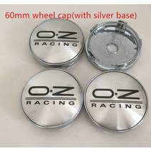 자동차 차량용 휠 허브 센터 캡 배지 커버 엠블럼 스티커 악세사리 56mm OZ 로고 4 피스, 07 60mm silver black1