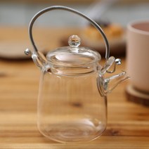 스테인레스 슬림손잡이 홈카페 유리 티포트 글라스 주전자 티팟 (360ml)