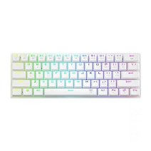 블루투스 키보드 61 키 무선 유선 게임 기계식 키보드 블루투스 RGB 휴대용 여행용 소형 인체 공학적 키보드 컴팩트 PC 게이머, 블루 스위치, 01 WHITE