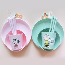 이케아 유아식기 어린이집 답례품 영어유치원 생일 선물 구디백 단체선물, 4종 SET_접시+그릇+컵+식기도구, 그물망 포장+스누피 스티커 (완제품)
