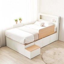 동서가구 비비드 LED조명 멀티 수납계단 안전가드 벙커침대 프레임 SS DF922182, 화이트