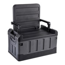 의자겸용 캠핑 박스 50L 접이식 폴딩 수납함, 블랙