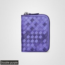 수제 양피 직조 지갑 지퍼 카드 팩 여성용 미니 동전 지갑 정품 가죽 ID 홀더 여성용 지갑