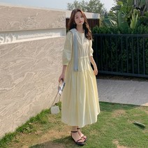 하프기장 엘로우 드로스트링 원피스 숄 165A 2208 P115