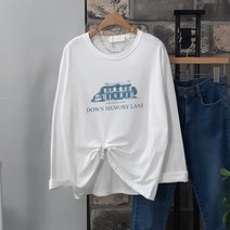 상상그이상 여성용 국내제작 메모리 라운드 티셔츠 부드럽고 탄탄한 원단 줄어듦 없는 유니크한 빈티지 프린팅 기본 긴팔 티셔츠 이너티 사계절용 데일리템