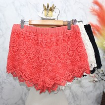 여성 레이스 반바지 허리 밴딩 데일리룩 3color