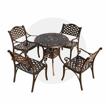 야외 정원 펜션 카페 주물 테이블 의자 4인세트 원형B