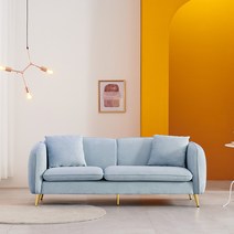 퍼니코 쿠잉 홈카페 골드 패브릭 벨벳소파 3인 3colors, 스카이 블루