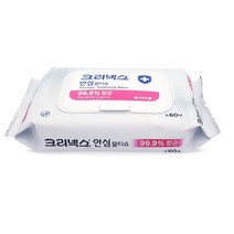 유한킴벌리 크리넥스 물티슈 휴대용 60매 1개, 크리넥스 안심 물티슈 60매 x 1개