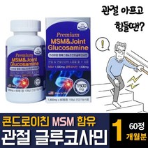 미국 직수입 고함량 MSM 엠에스엠 글루코사민 N-아세틸 조인트 콘드로이친 상어연골 추출물 분말가루 초록입홍합 영양제 추천, 60정 X 1개