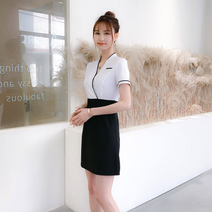 미용실 코디네이터 유니폼 마사지 정장 근무복 여성 드레스 미용사 작업복 건강 기술자 살롱 여름 패션