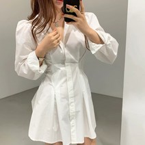 넷투넷코리아 여성 셔츠 미니 원피스 캐주얼 슬림핏 무지 하객룩