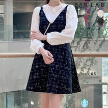 [바닐라비] 여성 트위드 뒷 지퍼 민소매 원피스