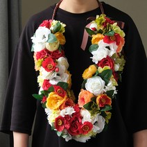 프리미엄 임관식 조화꽃목걸이 - 레드로즈양귀비, 대(약140cm)