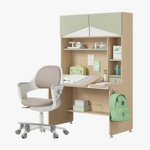 한샘 티오 그로우 홈플랩도어 각도조절 책상세트 5단 120x75cm+링고S 고정중심봉DIY(발받침), 책상_화이트+그린/의자_그린(B)