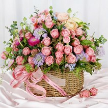 99플라워 (당일수령) 핑크빛 사랑 [ST-A1853] - 전국꽃배달 장미 로즈데이 생일 꽃선물 당일배송 미니장미 꽃바구니