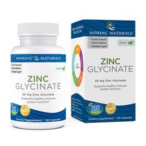 노르딕내츄럴스 징크 글리시네이트 20mg 캡슐 비건 글루텐 프리, 60개입, 1개, 60정