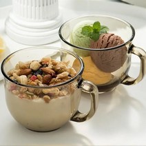 HBCI 짙은 갈색 아침 식사 컵 우유 컵 가정용 대용량 유리 오트밀 컵 뚜껑 유리, 다갈색(누드컵 무채색함), 401-500ml