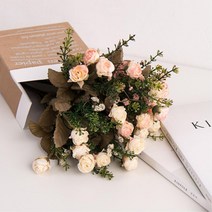 미니장미 4컬러 셀프웨딩부케 장미조화 병문안선물, 아이보리