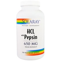 Solaray 솔라레이 베타인 염화수소 펩신 HCL with Pepsin 650mg 250베지캡슐