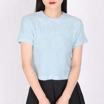 퍼퍼 미니 티셔츠 (3color) (여자반팔 여성반팔 퍼반팔 털반팔 퍼티셔츠 털티셔츠 크롭티셔츠 크롭반팔 무지반팔 겨울반팔 세미크롭반팔 테리반팔 데일리 슬림핏 여자반팔니트)
